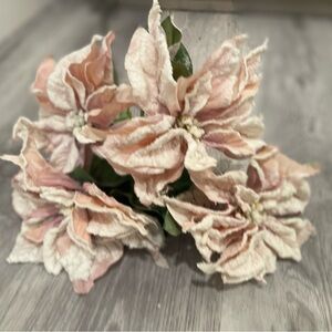 Frosted Shimmery Pink Artificial Poinsettia (Set of 4)
